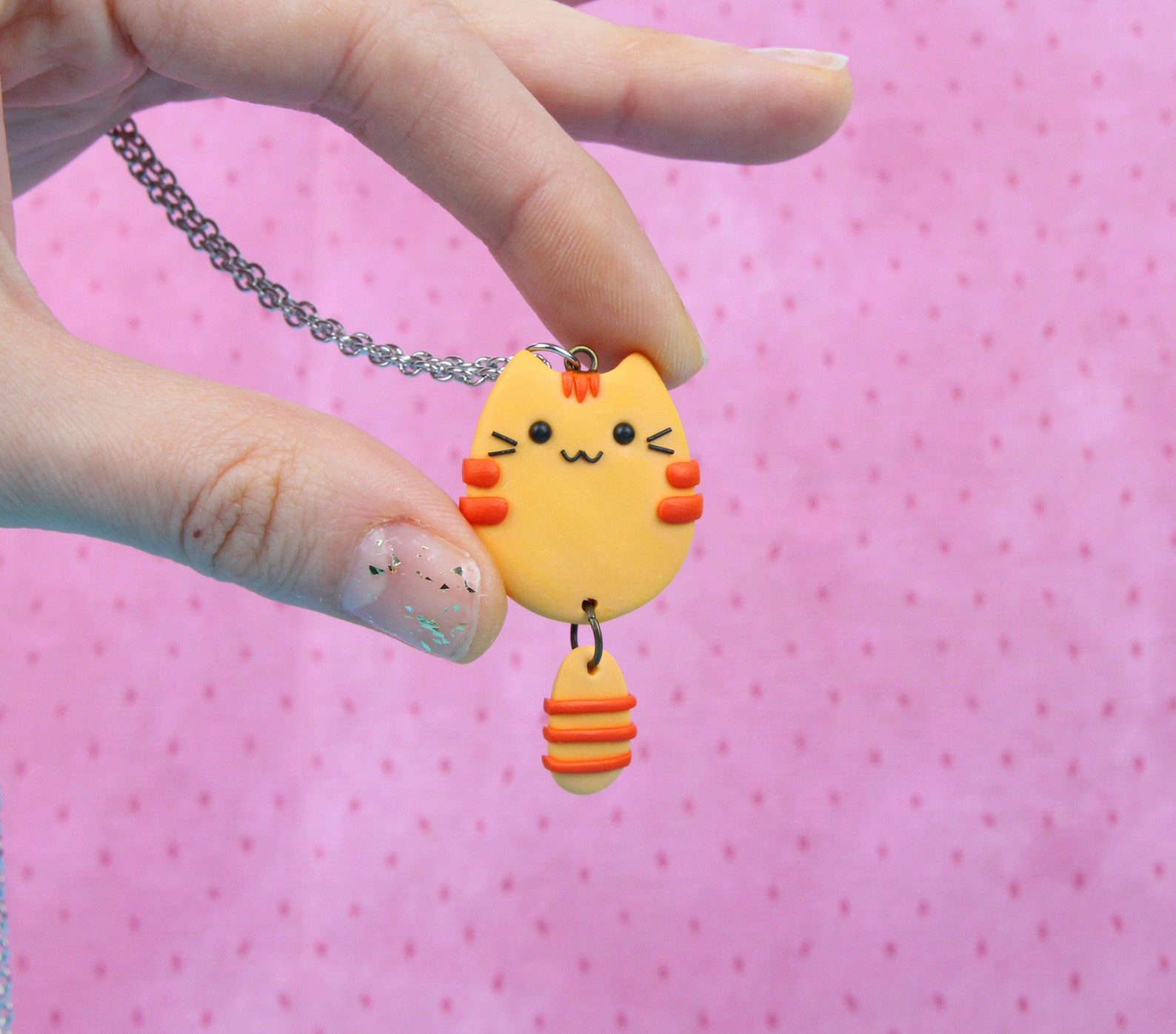 Ginger Cat Necklace Kitten Lover Gift Funny Pet Keychain Etsy