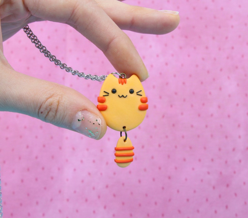 Ginger Cat Necklace Kitten Lover Gift Funny Pet Keychain Etsy