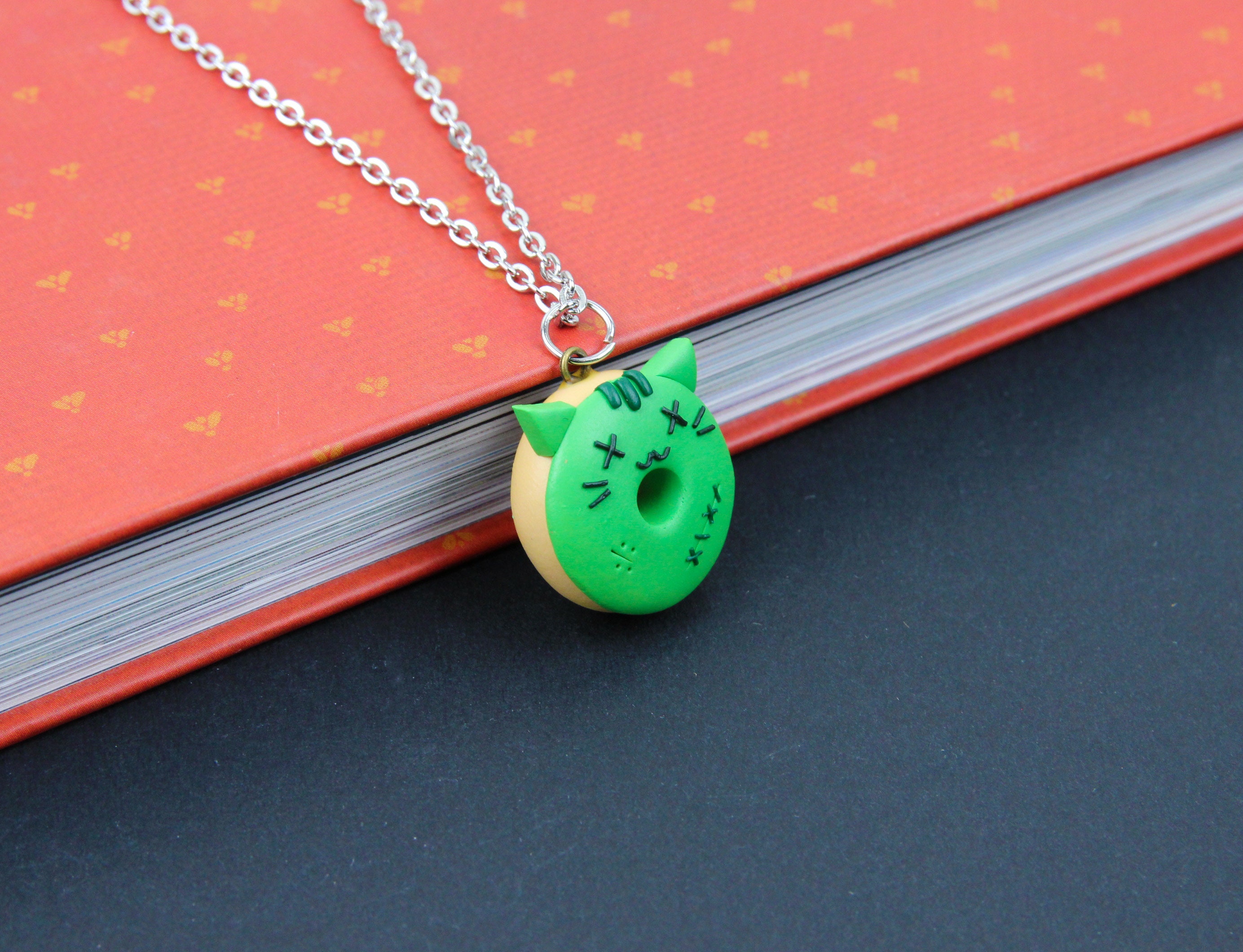 Zombie Pusheen Necklace Spooky Cat Charm Donut Cat Keychain | Etsy