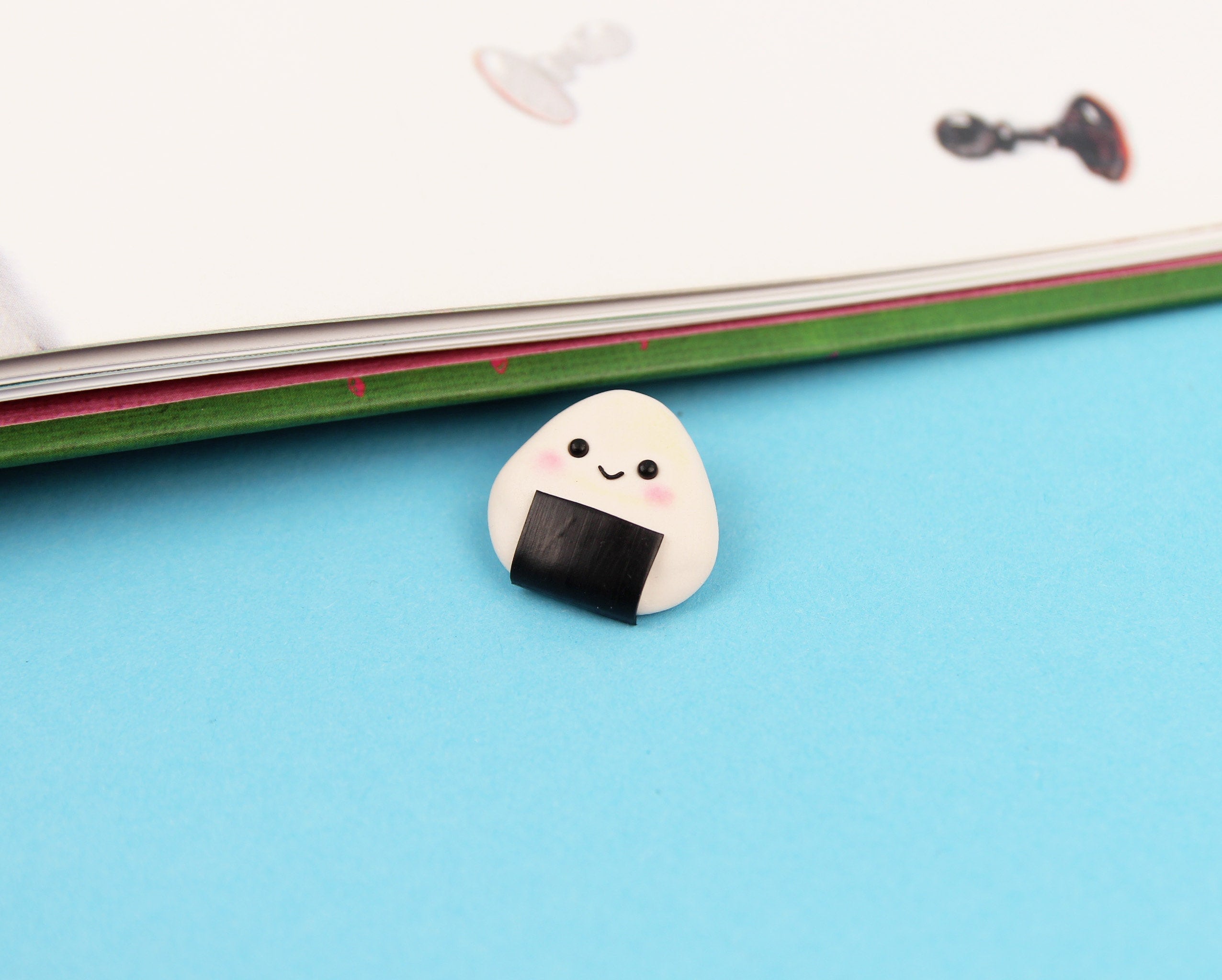 Kawaii Onigiri Brooch, Japanese Food Necklace, Cute Rice Ball Pin, Japan Lover Gift, Sushi Jewelry, Smiling Onigiri Rice, Stocking Stuffers