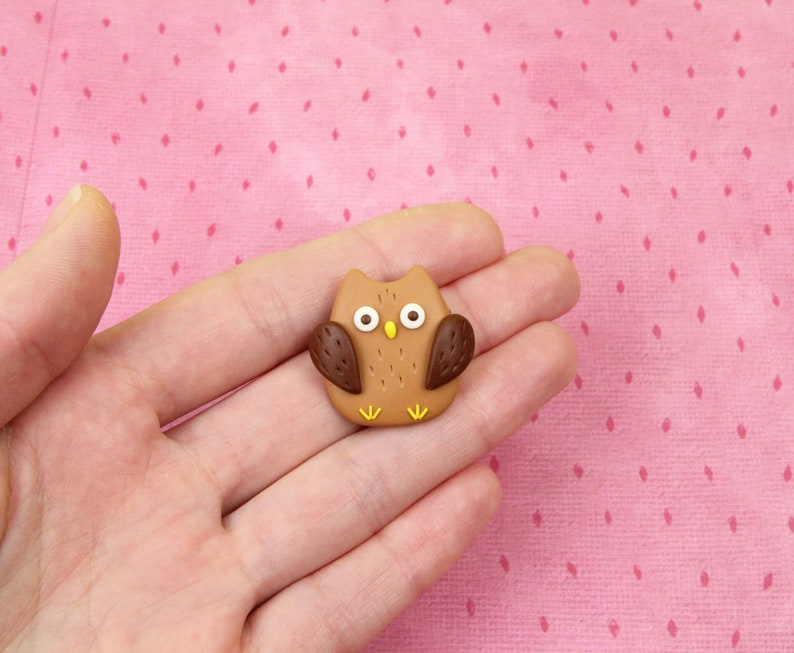Stocking Stuffers Brown Owl Brooch Wise Owl Jewelry Woodland Animal Badge Wild Nature Pin Gift For Friends Forest Bird Pin