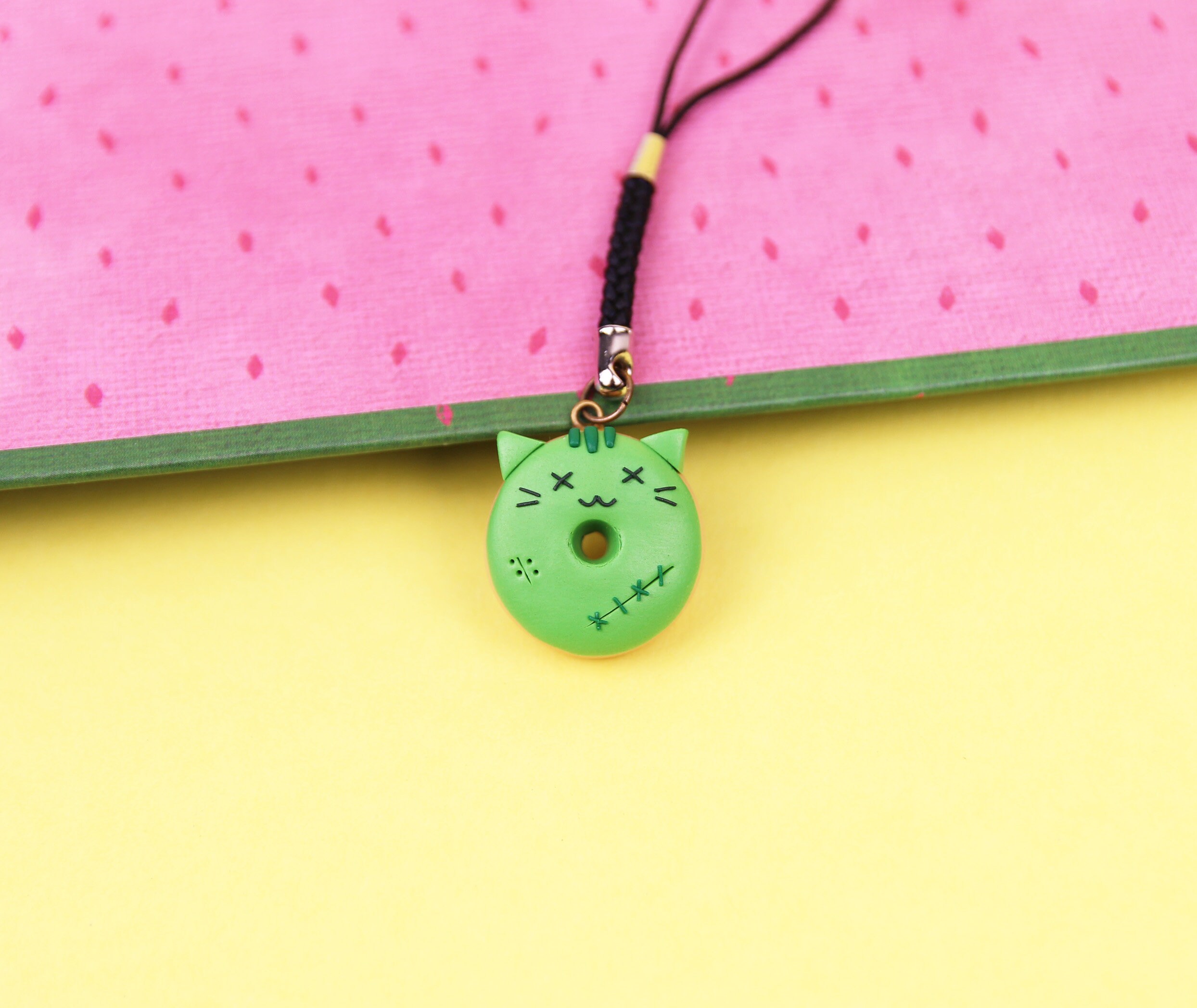 Zombie Pusheen Necklace Spooky Cat Charm Donut Cat Keychain - Etsy