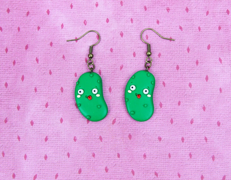 Funky Pickle Earrings Miniature Food Jewelry Funny Cucumber Etsy
