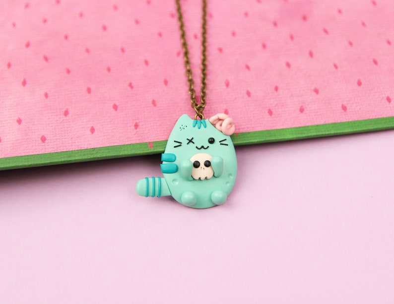 Pusheen Zombie Necklace Halloween Cat Gift Gift For Kids | Etsy