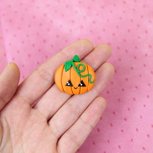 Halloween Gift, Pumpkin Pin, Jack o Lantern Brooch, Gift for Kids, Halloween Jewelry, Happy Pumpkin Jewelry, Stocking Stuffers image 2