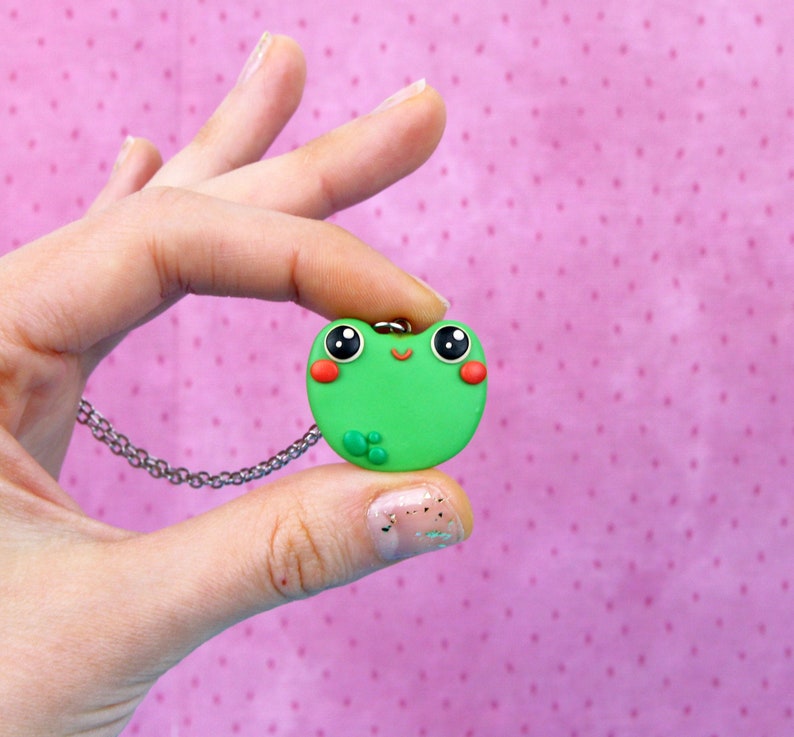 Green Toad Keychain Quirky Animal Charm Funny Frog Necklace Cottage Jewelry