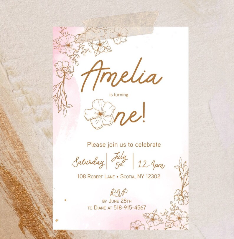 One Year Old Birthday Invitation - Etsy