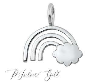 925 Sterling Silver Cloud and Rainbow Pendant Charm - Chain Not Included