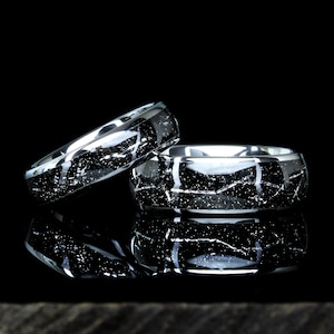 Tungsten Ring, Galaxy Meteorite Ring, His Or Hers Tungsten Wedding Band, 8mm/6mm, Anniversary Ring, Tungsten Promise Ring