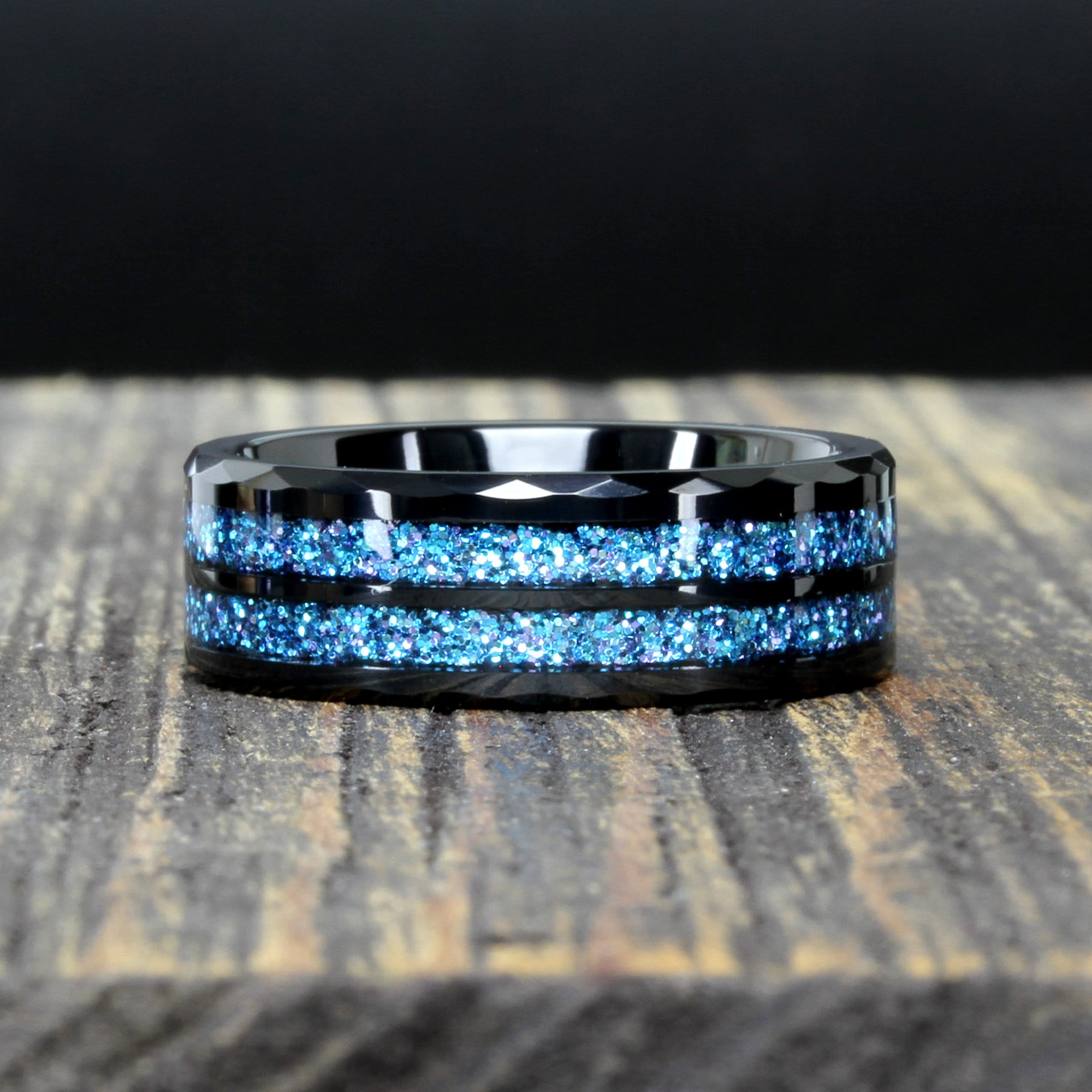 Tungsten Ring Galaxy Ring Double Channel Meteorite Ring - Etsy