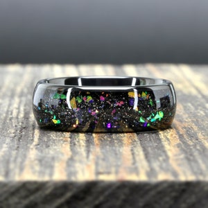 Tungsten Ring, Galaxy Ring, His OR Hers Black Tungsten Wedding Band, 8mm, Anniversary Ring, Tungsten Promise Ring