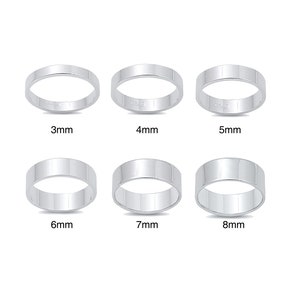 Solid .925 Sterling Silver Classic Flat Pipe Cut Wedding Bands For Men Women 3mm 4mm 5mm 6mm 7mm 8mm Widths - Free Custom Engraving