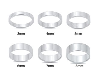 Solid .925 Sterling Silver Classic Flat Pipe Cut Wedding Bands For Men Women 3mm 4mm 5mm 6mm 7mm 8mm Widths - Free Custom Engraving