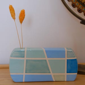 Modern Ceramic Bud Vase | Glossy Geometric Dried Flower or Incense Holder