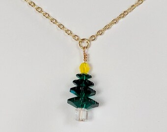 Gold and Swarovski Crystal Christmas Tree Necklace - Fundraiser!