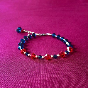 Purple and Red Swarovski Crystal Bracelet with Extender