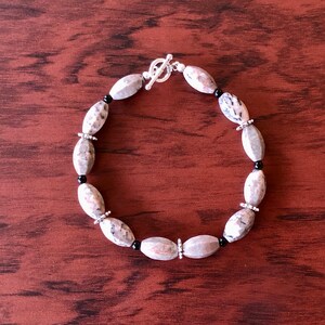 Silver bracelet with semi-precious stone and Tibetan silver beads