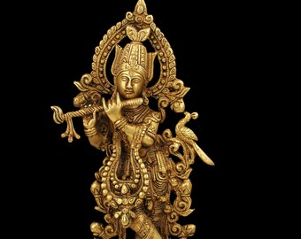 Brass Krishna Statue, Hare Krishna Statue, God of Lover, Anniversary Gift, Krishna Statue for Home Altar Temple Mandir Yoga Studio Decor