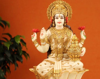 Figurine Hindou Déesse Lakshmi – Skywalk, Métal Doré, Inde