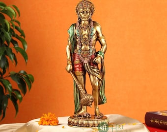 Hanuman Statue 10 inch Lord Hanuman Statue Bajrangbali Idol Ram Bhakt Hanuman Hindu God of Strength and Power Copper Finish Hanuman