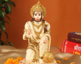 Lord Hanuman Statue, Hindu Monkey God of Devotion, Celibacy Lord Rama Indian God 18cm Hand Painted, Bhakti, Ram Bhakt