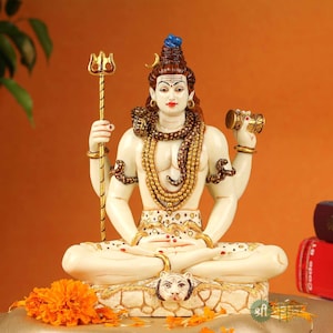Shiva Statue, Lord Shiva Statue, 8 inch, Mahadev Statue, Trishul, Trident, Hindu God, Adiyogi Statue, Meditating Shiva, Indian Arts, Gifts