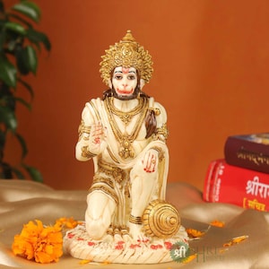Lord Hanuman Statue, Hindu Monkey God of Devotion, Celibacy Lord Rama Indian God 18cm Hand Painted, Bhakti, Ram Bhakt