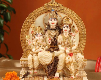 Lord Shiva Parivar Moorti Dios Indio Figura Mahadev Hindu Idol Lord Shiva Temple, Parvati Lord Ganesha Shiva Idol Diosa Pintada a Mano