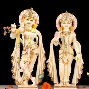 Radha Krishna Statue Couple Statue God of Lovers Anniversary Gift Mandir Temple Statue Handmade Culture Marble Radha Krishna Moorti