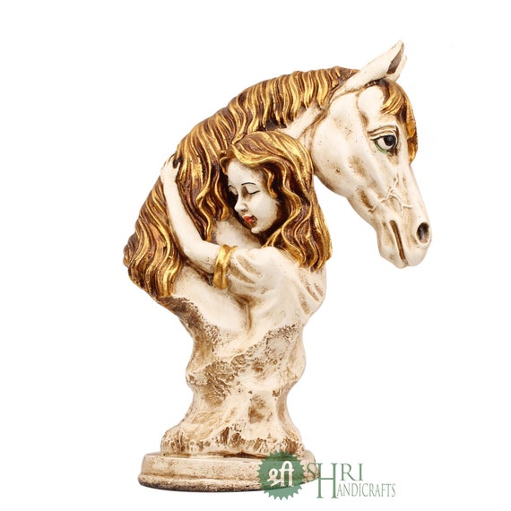 14インチ ハンドメイド 馬好きの像 石仕上げ 動物の置物 ギフト