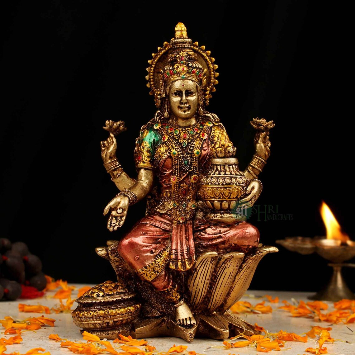 Goddess Lakshmi Statue Hindu Goddess of Wealth Good Fortune Etsy