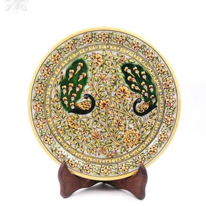 Marble Stone Plate ,wall decor, Gold painting, Inlay work,Home Decor, wedding gifts,table decor, housewarming gifts, Indian Handicrafts