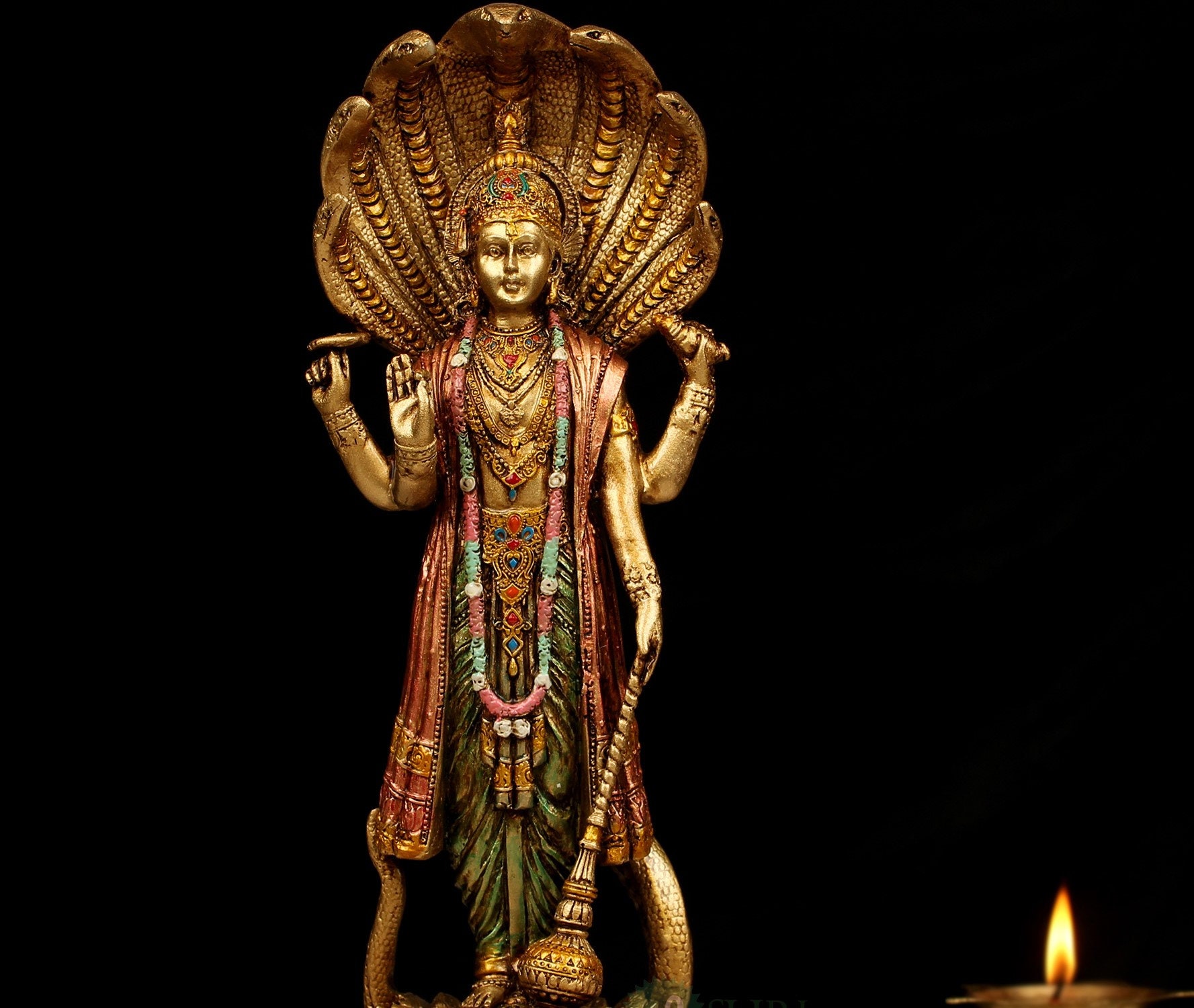 Amazon｜JY Lord Vishnu God Idol in Ashtdhatu (真鍮)｜仏像