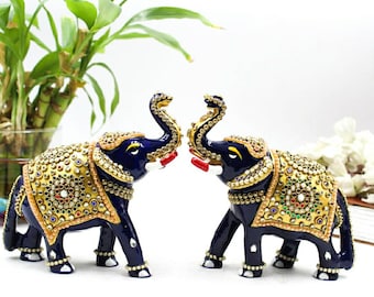手作り木製象の置物、インド風装飾、高さ4インチ - Etsy 日本