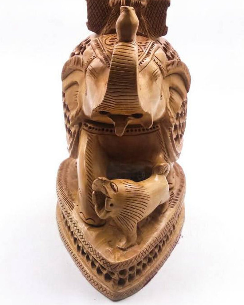 Wood Lucky Elephant Sculpture Art Home Decor Statue Craft Etsy