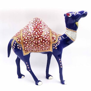 Handmade Metal Camel Sculpture Meenakari Embossed Painting Statue Home Decor Housewarming Gifts Free Shipping