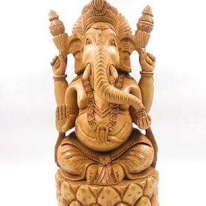 Lord Ganesha statue figurine sculpture wood carving temple sculpture Indian god idol deity Hindu god figures animal god elephant face
