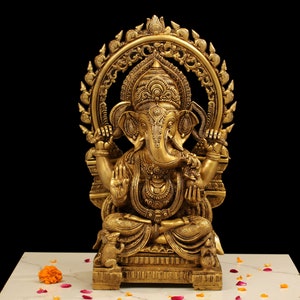 Brass Big Ganesha Idol, 54 cm Big Brass Vinayaka Statue, Good Luck God,  Lord Ganapathi Idol, Home Entrance Decor, Hindu Elephant God