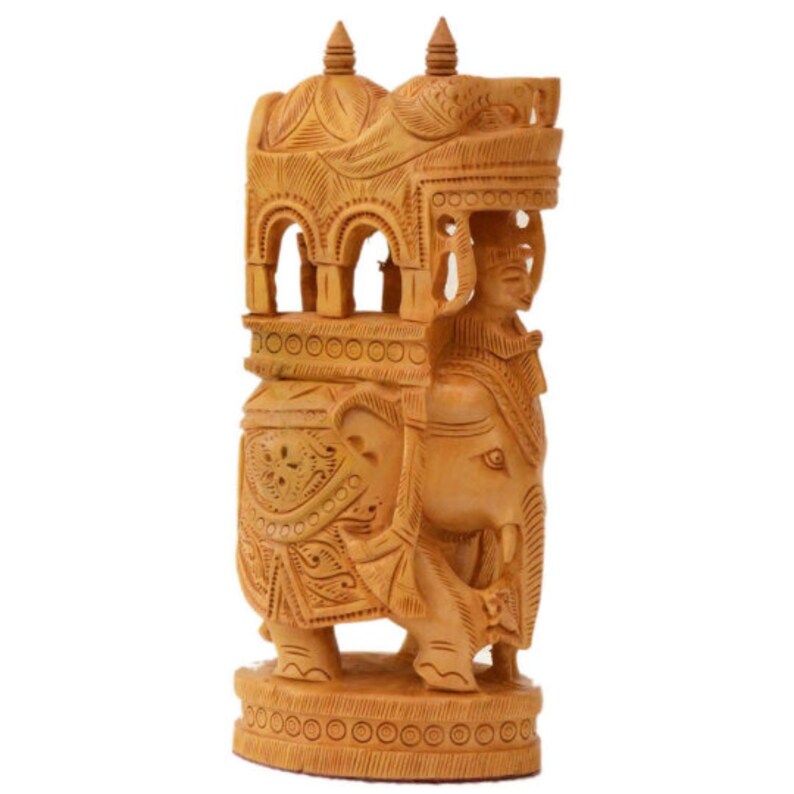 Wooden Elephant figurine Handmade figurine Vintage Art 8.5 Tall Home Decor Feng Shui decor sculpture wedding gift