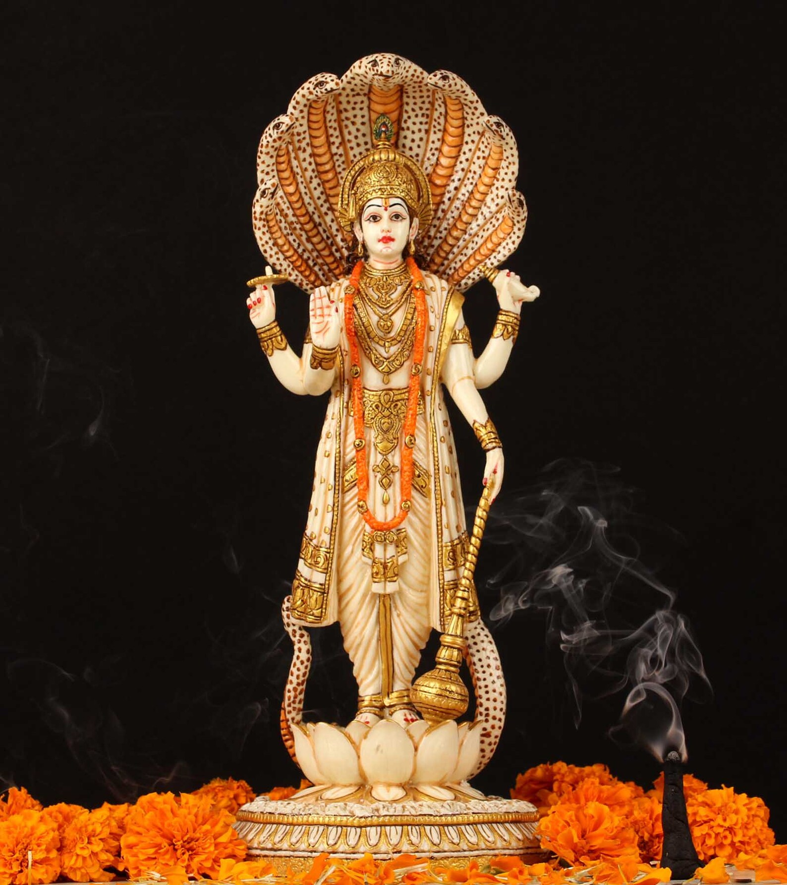 Vishnu Statue Ivory Look Dust Marble Vishnu Bhagwan Lord Etsy