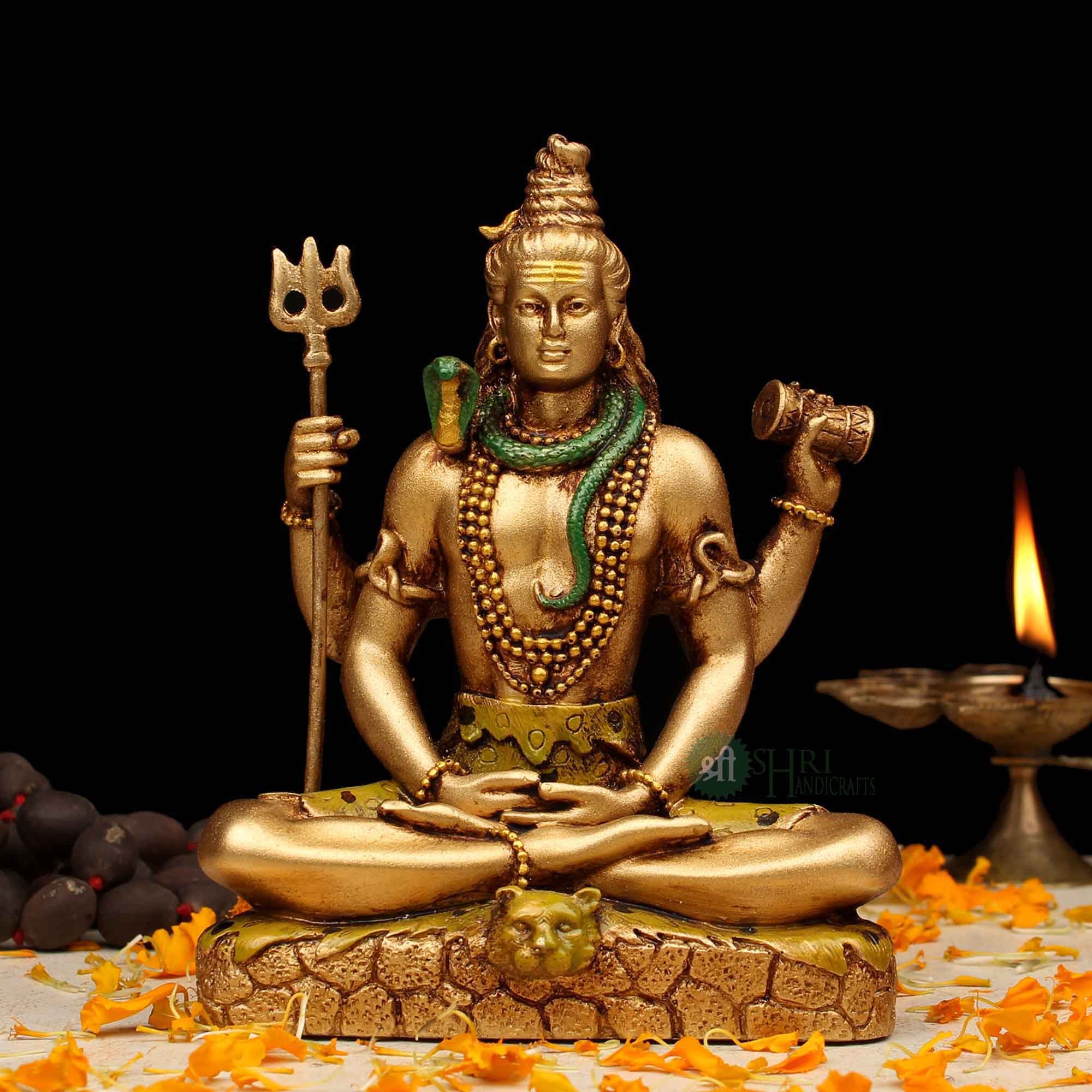 Lord Shiva Statue Mahadev Statue Trishul Hindu God Shiva Sitting On