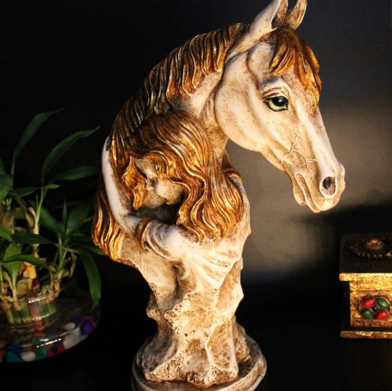 14インチ ハンドメイド 馬好きの像 石仕上げ 動物の置物 ギフト