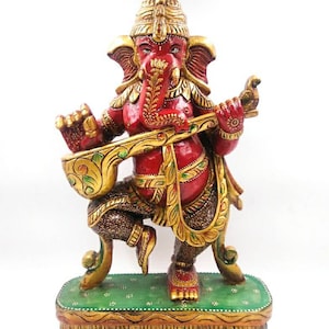 30&quot; Big lord Ganesha statue figurine sculpture wood carving painting temple statue Hindu god deity spiritual gifts decor home decor unique