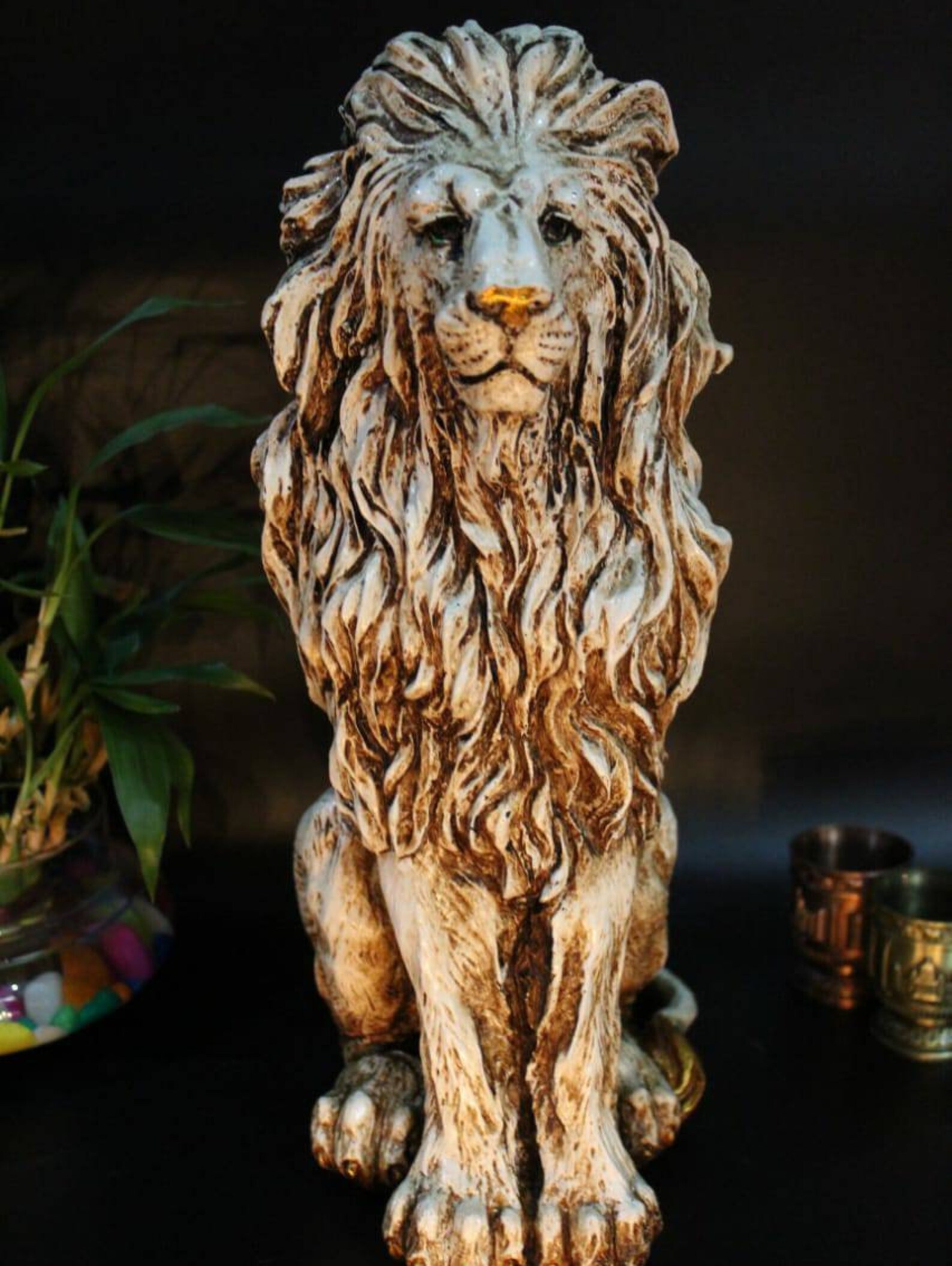 15 Handmade Lion Sitting Statue Stone Finish Animal - Etsy