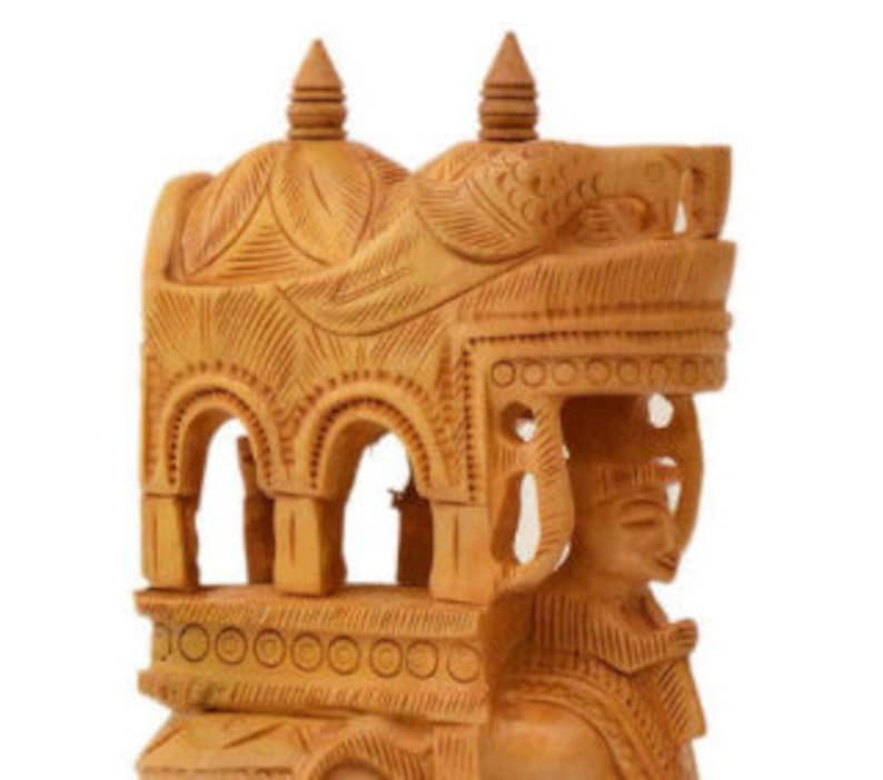 Wooden Elephant figurine Handmade figurine Vintage Art 8.5 Tall Home Decor Feng Shui decor sculpture wedding gift