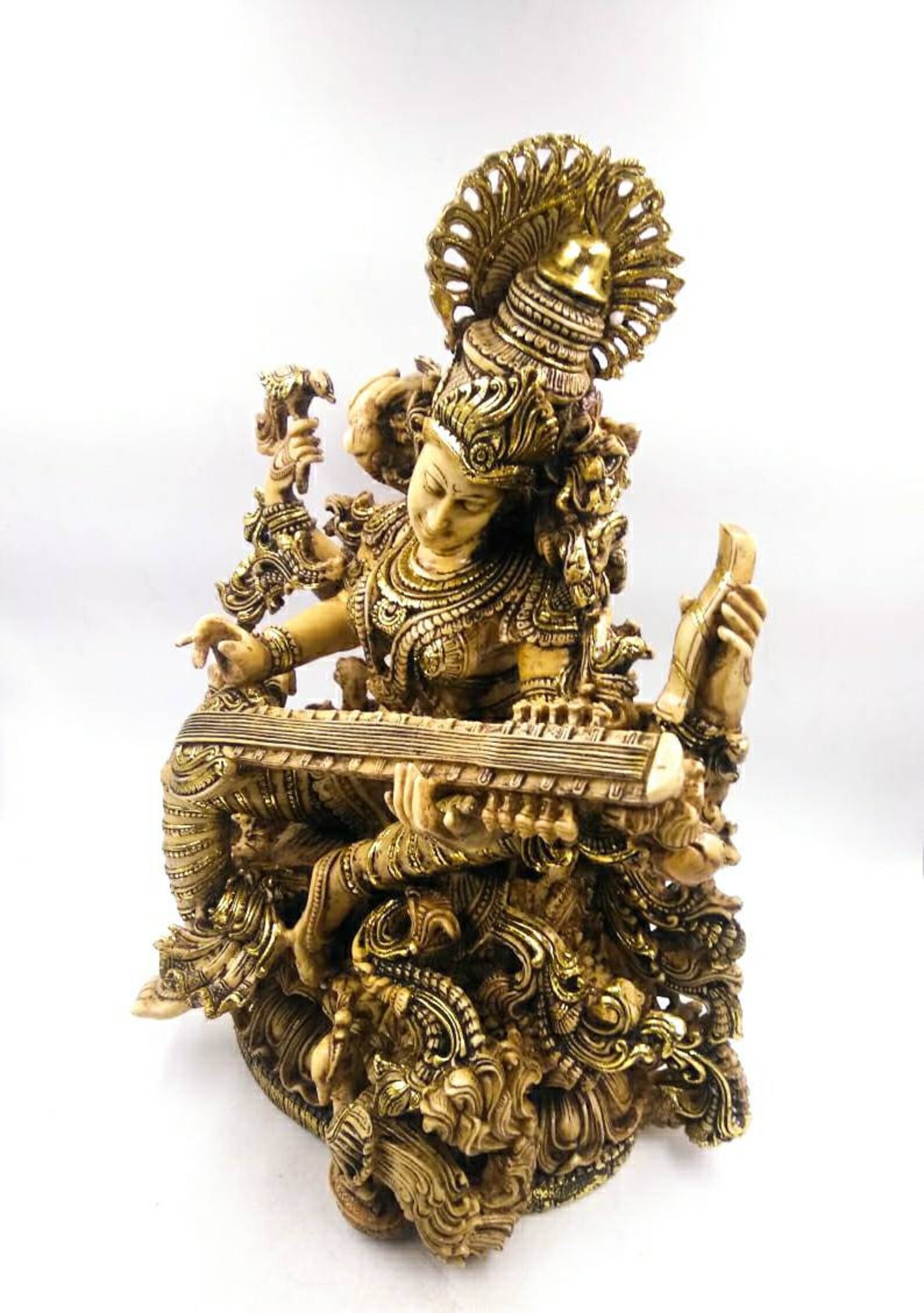 Goddess Saraswati Antique Statue Hindu Deity Figurine Etsy