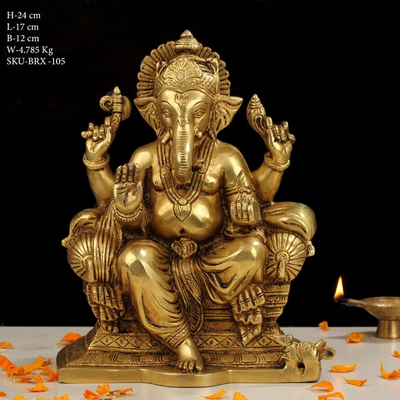 Buy Collectible India Brass God Ganesha Idol Handmade Religious Statue  Diwali Gifts Home Decor Online at Low Prices in India 