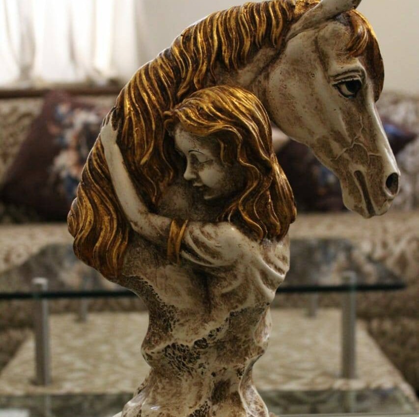 14インチ ハンドメイド 馬好きの像 石仕上げ 動物の置物 ギフト