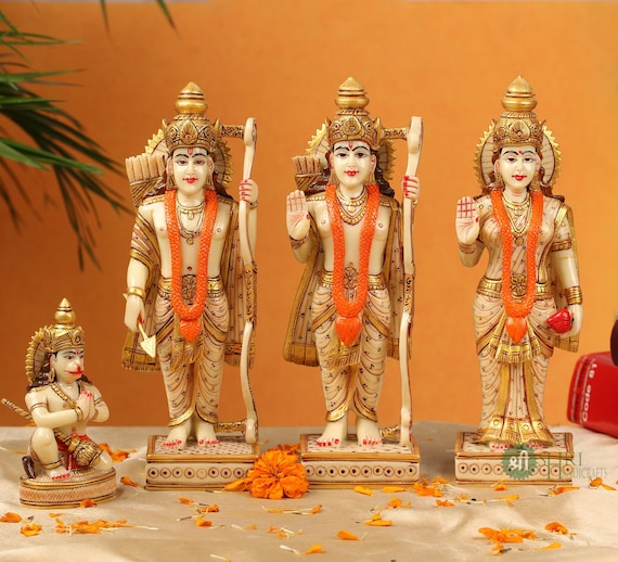Ram Darbar Statue, 25cm Hand Painted Ramdarbar Idol, Lord Rama