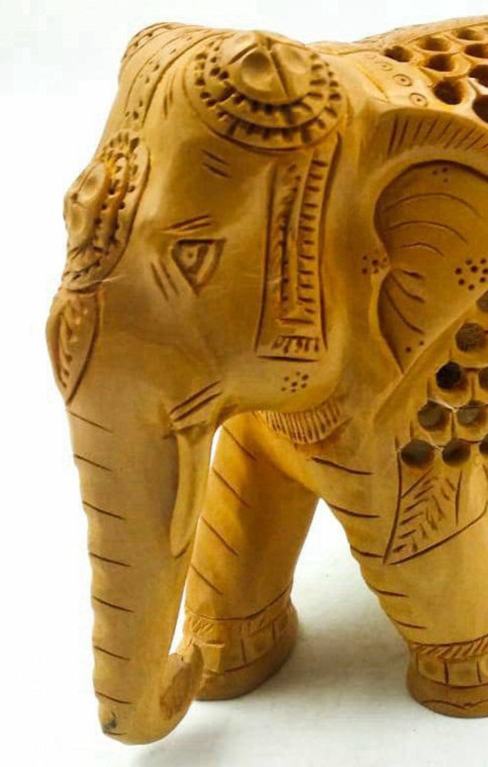 Handmade Wooden Carved Elephant Statue Vintage Sculpture Etsy